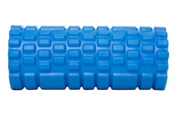 Blue foam roller –  isolated on transparent background, PNG, front view