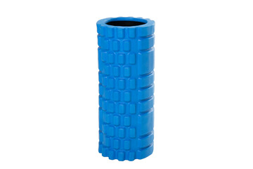 Blue foam roller –  isolated on transparent background, PNG, front view