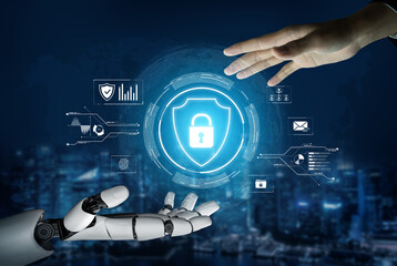 AI artificial intelligence strengthens cybersecurity with intelligent threat detection, virtual...
