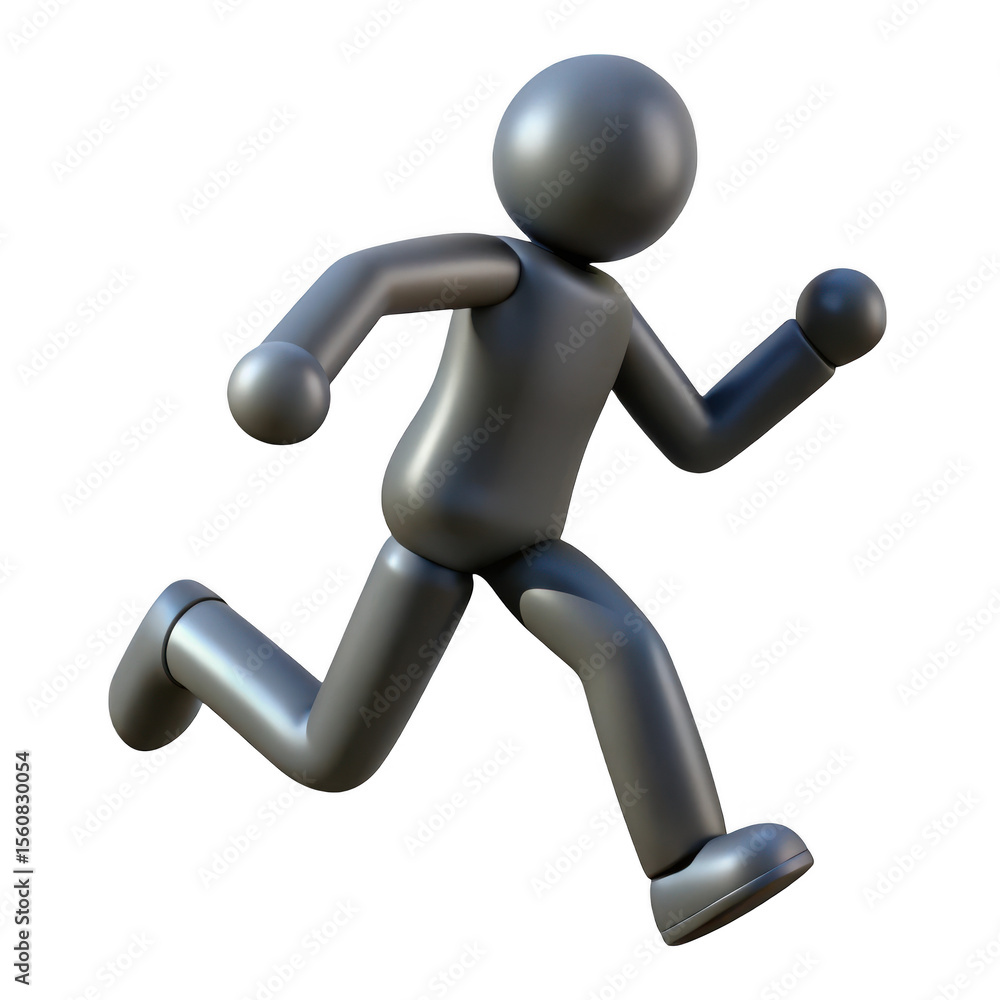 Poster 3d running figure isolated on transparent background