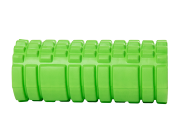 Green foam roller – isolated on transparent background, PNG, front view