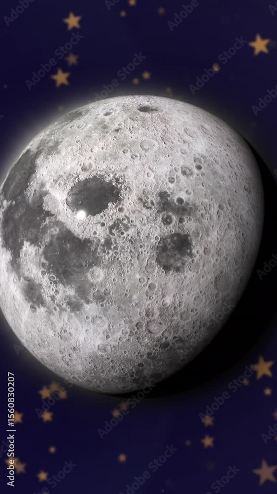 Wall mural animation of grey planet over navy space with dots