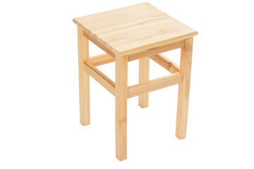 Fototapeta premium Wooden stool – isolated on transparent background, PNG, front view