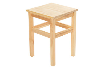 Wooden stool – isolated on transparent background, PNG, front view