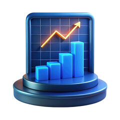 3d financial growth chart isolated on transparent background