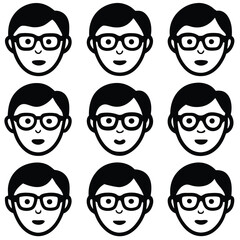Man with Glasses Avatar Icons