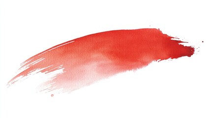 Red watercolor paint stroke on white background