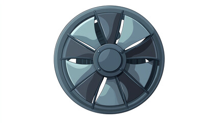 Obraz premium a modern exhaust fan clipart, ventilation equipment, flat painted illustration, dark gray, isolated on white background