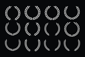 White Laurel leaves vector circle with branch package