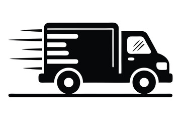 Express Delivery Truck Icon Black Silhouette Showing Speed and Transportation of Goods