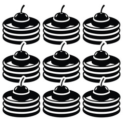 Cherry Cake Dessert Silhouettes