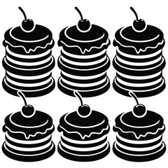 Cherry Cake Dessert Silhouettes