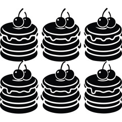 Cherry Cake Dessert Silhouettes