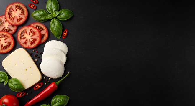 Pizza ingredient decoration with space for text