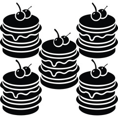 Cherry Cake Dessert Silhouettes