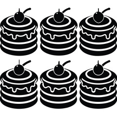 Cherry Cake Dessert Silhouettes