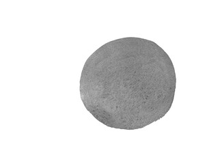 One gray watercolor circle shape by painting on a white background.