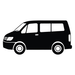 Silhouette Illustration Black ThreeRow Passenger Van Depicts Transportation, Automotive Style and Design
