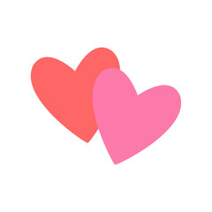 Flat design double heart in red and pink – cute romantic symbol perfect for Valentine’s Day cards, wedding invitations, love-themed stickers, and romantic print or digital projects.