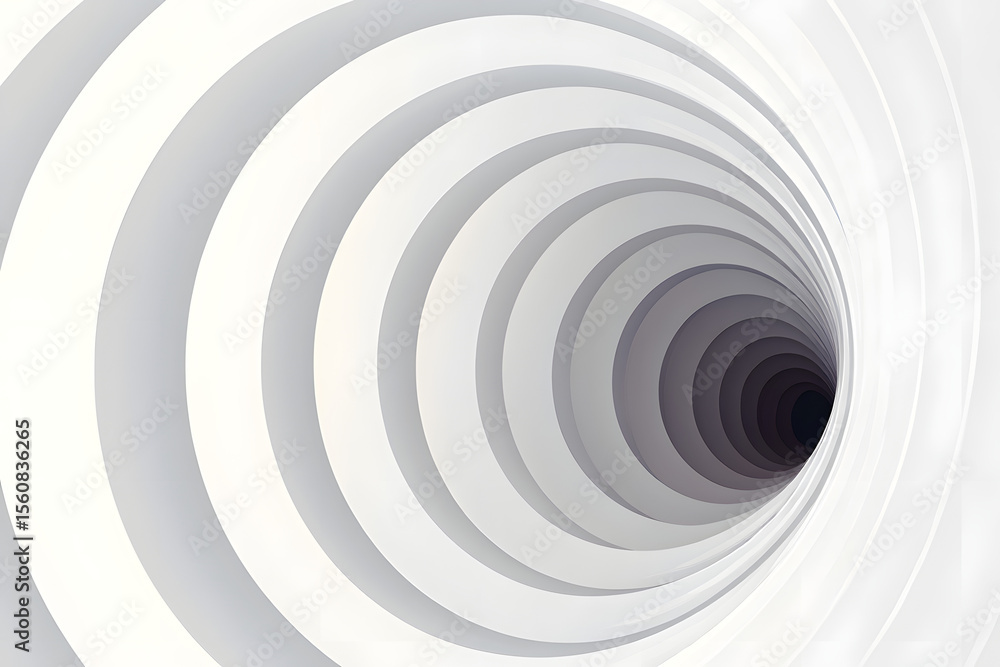 Fototapete abstract white spiral tunnel 3d render of a vortex