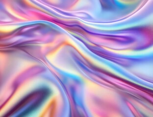 Fototapeta premium Abstract iridescent fabric folds in pastel hues
