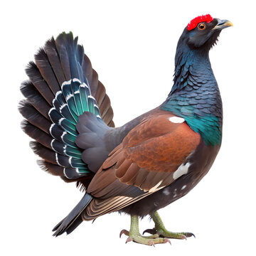 A male capercaillie bird isolated on transparent background