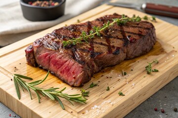a steak on a cutting board