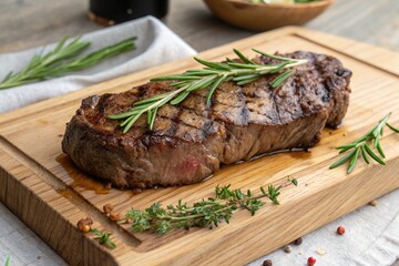 grilled steak with rosemary