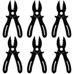 Set of Pliers Tool Silhouettes for Repair and Construction