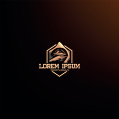 Modern mountain crest in hexagon — perfect for adventure, nature, or outdoor brands needing bold identity.