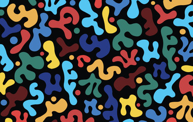 Colorful Abstract Organic Shapes on Black Background
