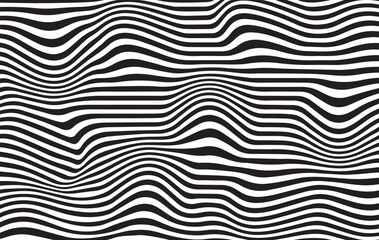 Black & White Retro Wavy Striped Design