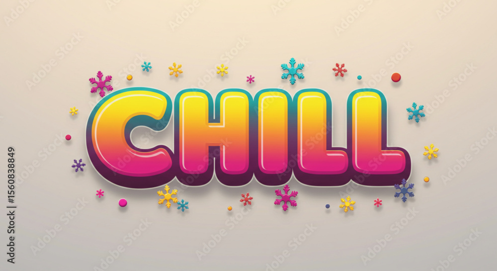 Poster Chill Vibes Colorful 3D Text Effect Design
