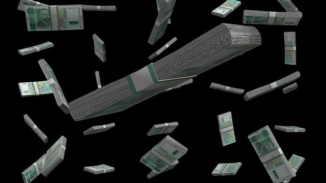 Fall of Bulgarian banknotes symbolizing economic change and investment