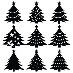 Obraz premium Christmas Tree Silhouettes Vector Pack Set