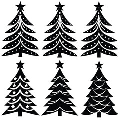 Christmas Tree Silhouettes Vector Pack Set