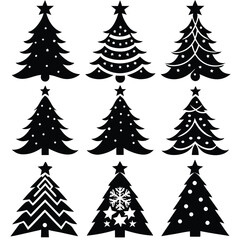 Fototapeta premium Christmas Tree Silhouettes Vector Pack Set