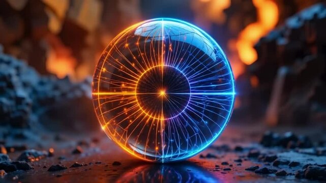 Neon Pulse Core - 4K Energy Sphere with Fractal Circuits