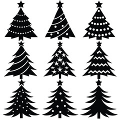 Obraz premium Christmas Tree Silhouettes Vector Pack Set