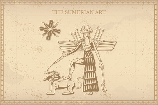 Sumerian decorative vector illustration. traditional ethnic ornament	