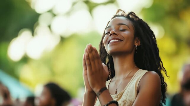 Devoted music enthusiast feeling intense emotional connection while immersed in powerful live concert performance, manifesting pure musical rapture