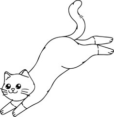 Cute cat vector illustration line art style