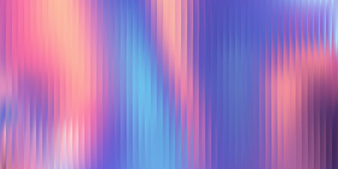 Obraz na płótnie Canvas Gradient ripple texture with pink, lilac, and cyan tones. Soft reeded glass distortion, smooth vertical blur, dreamy pastel surface. Vector illustration