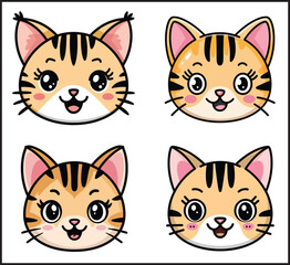 Obraz premium Set of Four Cute Orange Tabby Kitten Faces 