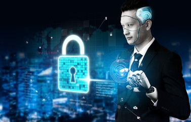AI artificial intelligence strengthens cybersecurity with intelligent threat detection, virtual...