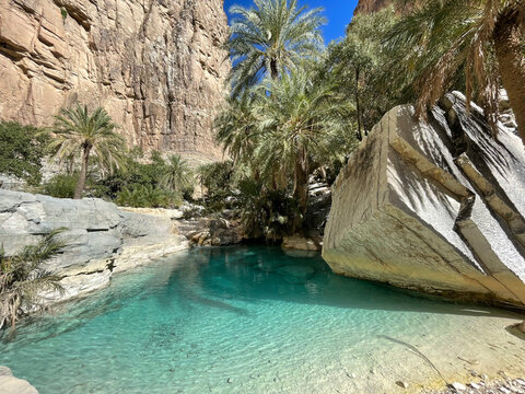 Crystal Clear Waters and Palm Trees of Charo Machi, Khuzdar, Balochistan, Pakistan