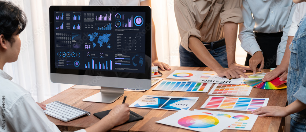 Poster business data dashboard provide business intelligence analytic for marketing strategy planning brisk