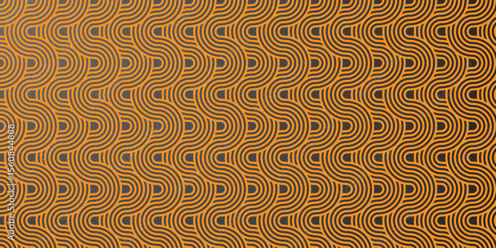 Poster seamless pattern with complex twisted line formations and geometric striping, black and white vector