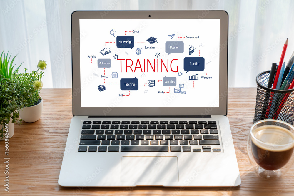 Poster e-learning website with sofware for student to study online on the internet network snugly