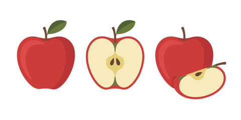 Whole red apples and sliced red apple with seeds whole apple sliced apple